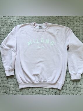 Light Pink 'Milano Italy' Crewneck Sweatshirt